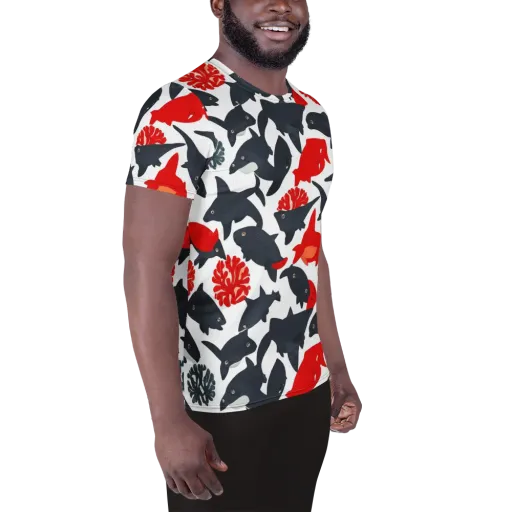 Coral Nightfall on a Men's Athletic T-Shirt