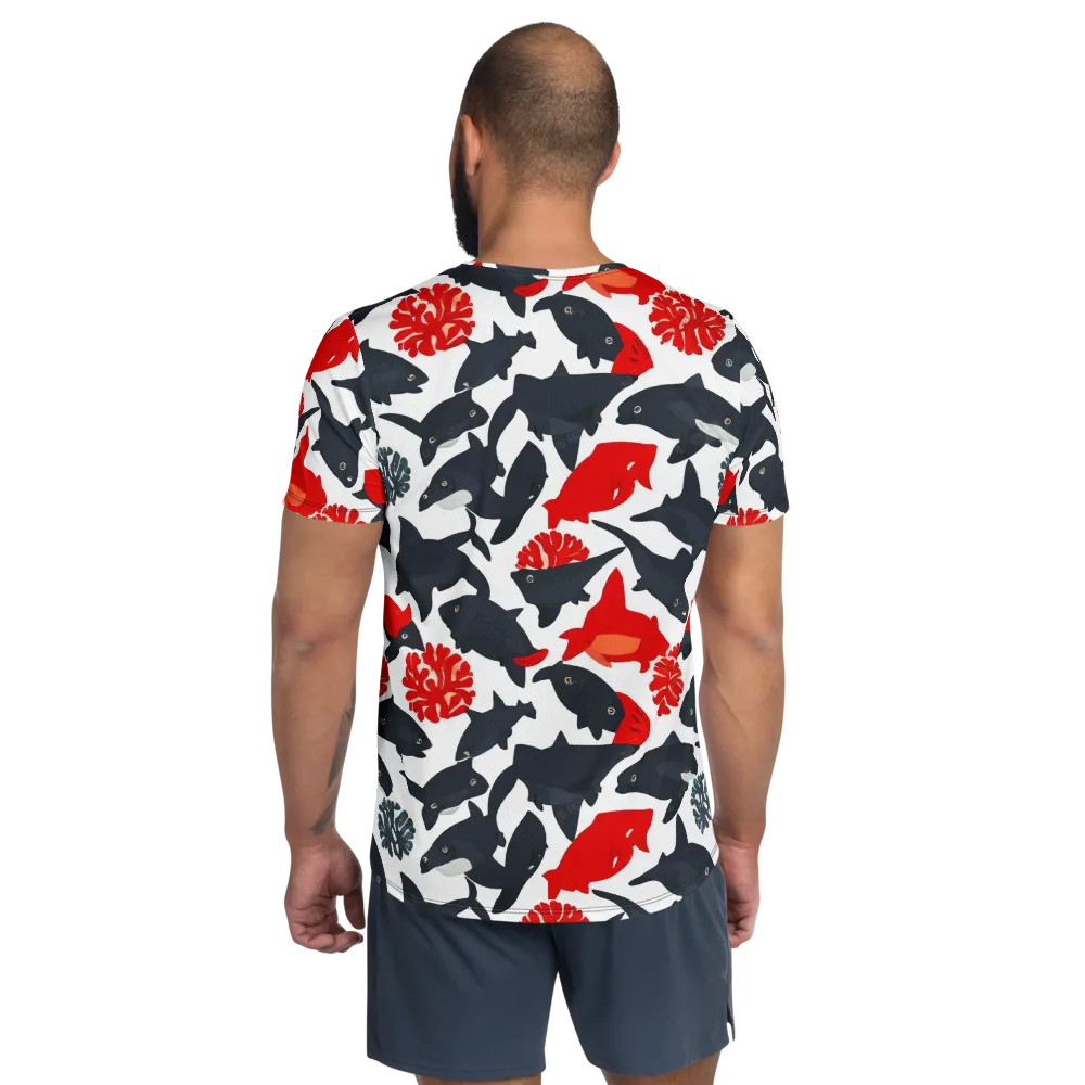 Coral Nightfall on Men's Athletic T-Shirt — Back