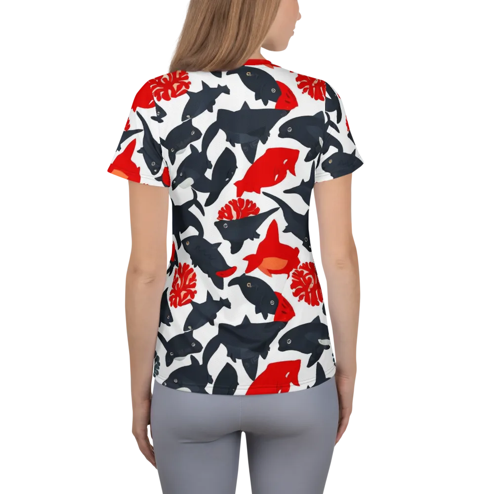 Coral Nightfall on Women's Athletic T-Shirt — Back