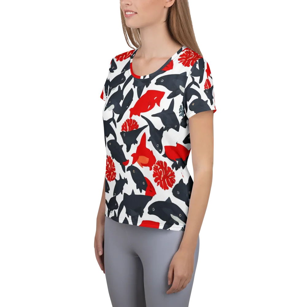 Coral Nightfall on Women's Athletic T-Shirt — Left
