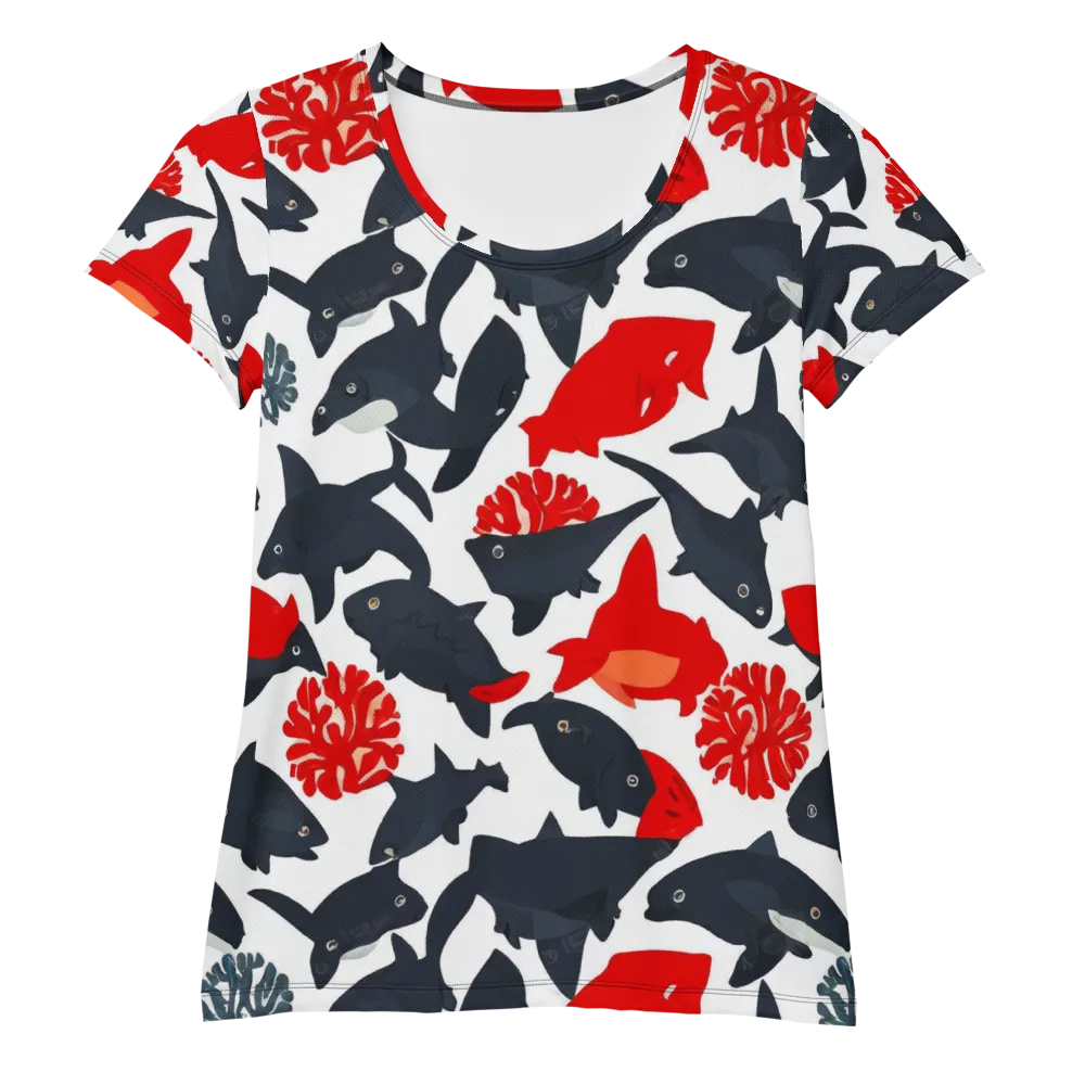 Coral Nightfall on Women's Athletic T-Shirt — Front