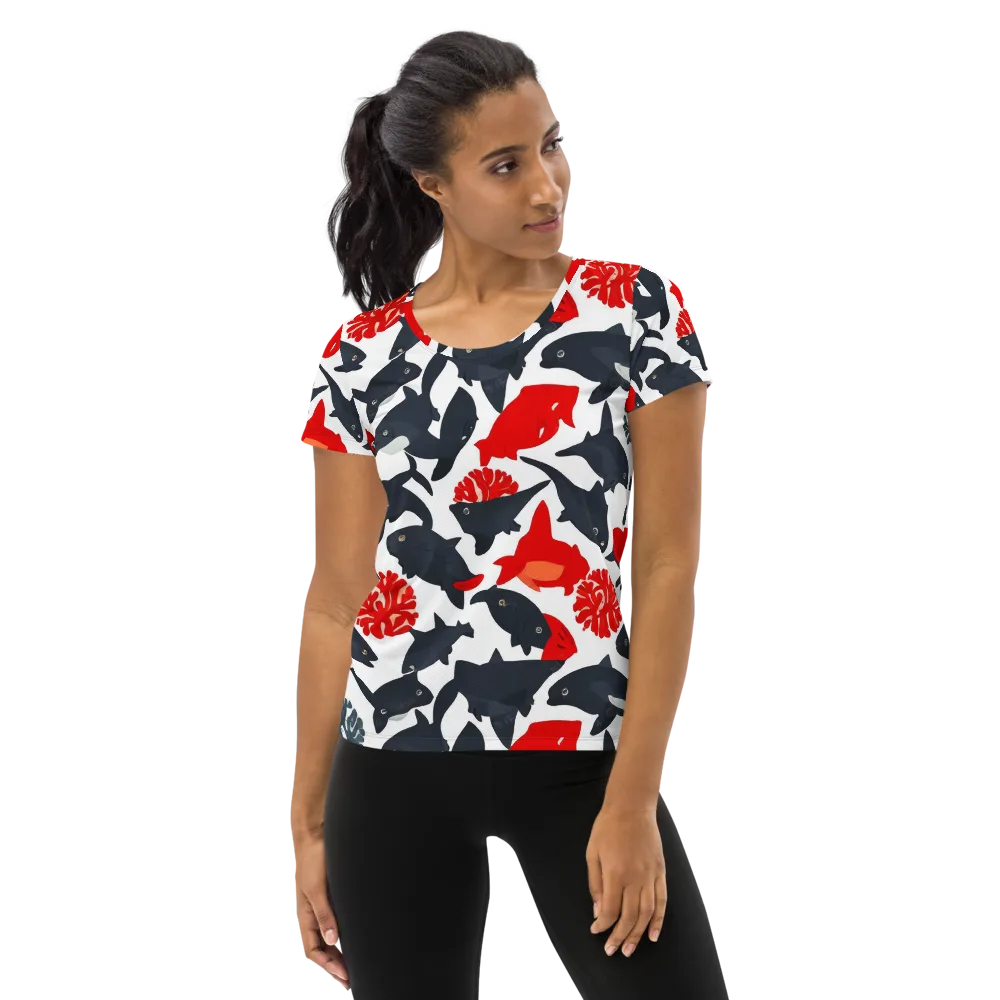 Coral Nightfall on Women's Athletic T-Shirt — Front
