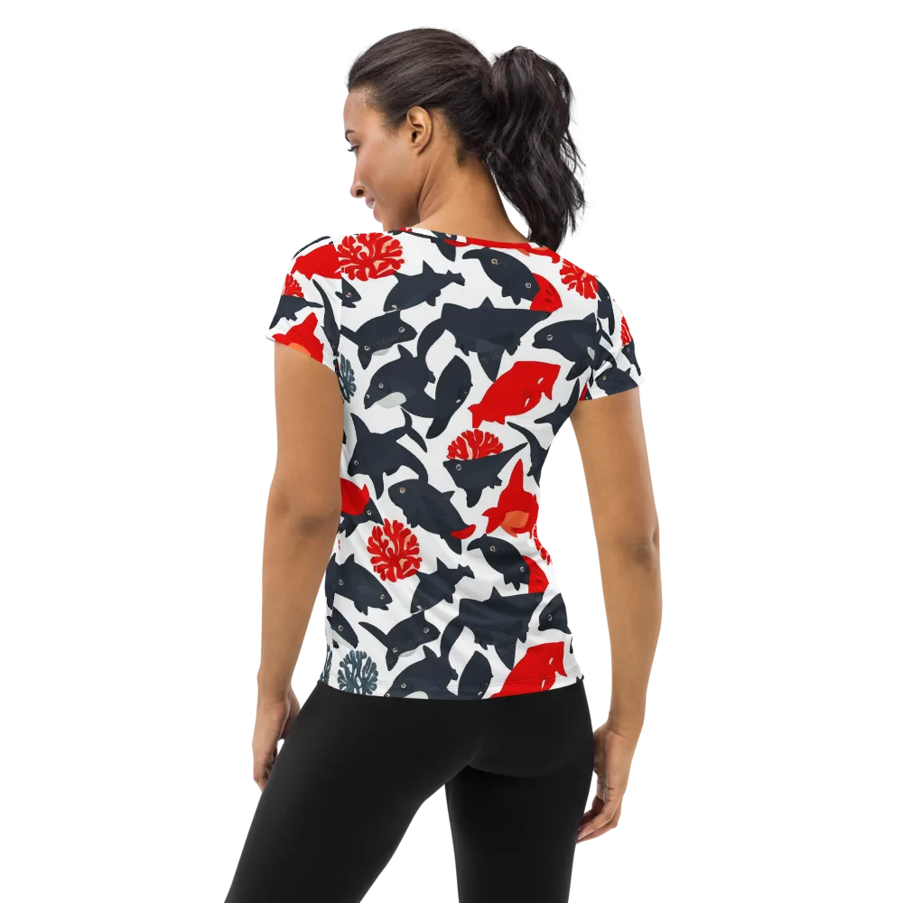 Coral Nightfall on Women's Athletic T-Shirt — Back