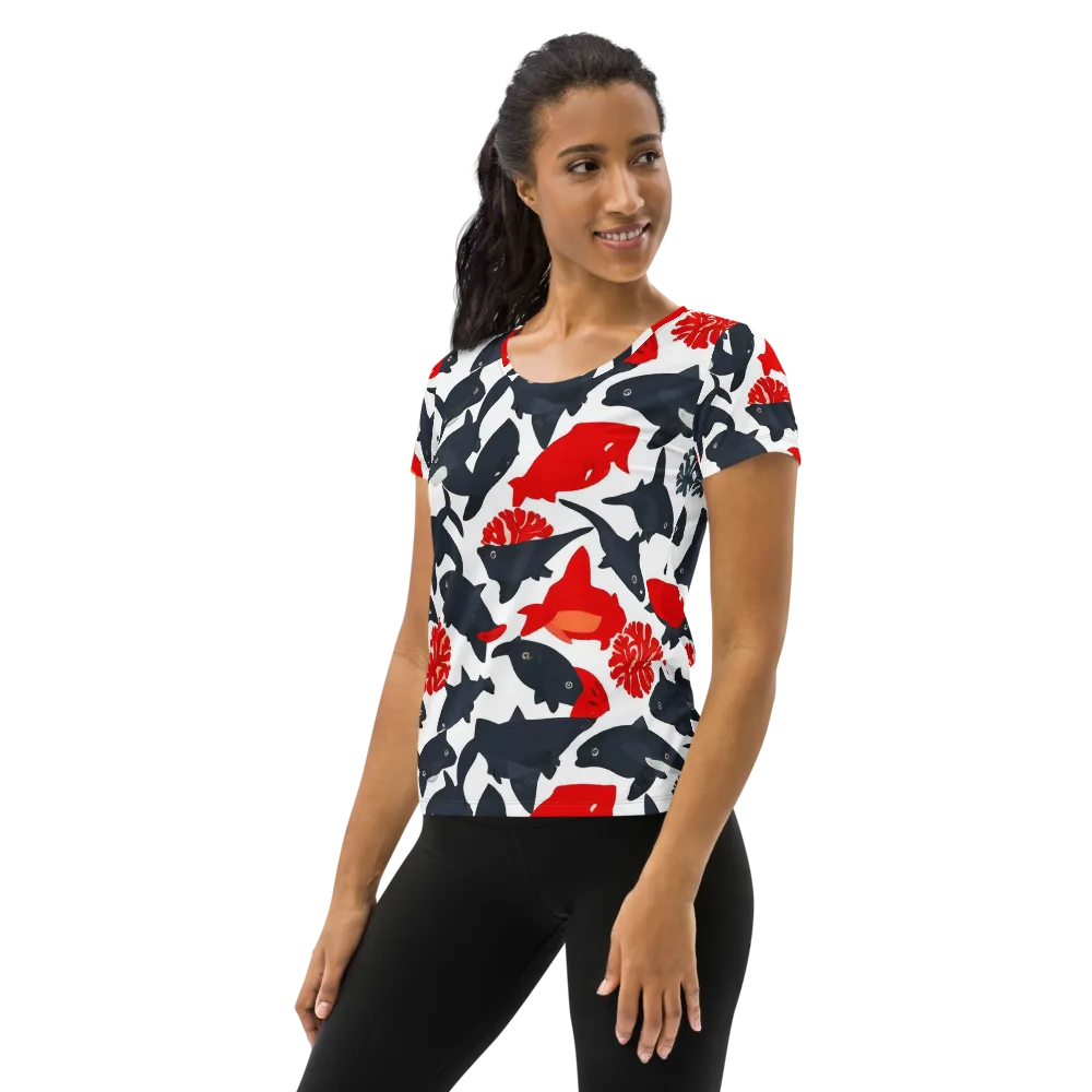 Coral Nightfall on Women's Athletic T-Shirt — Left
