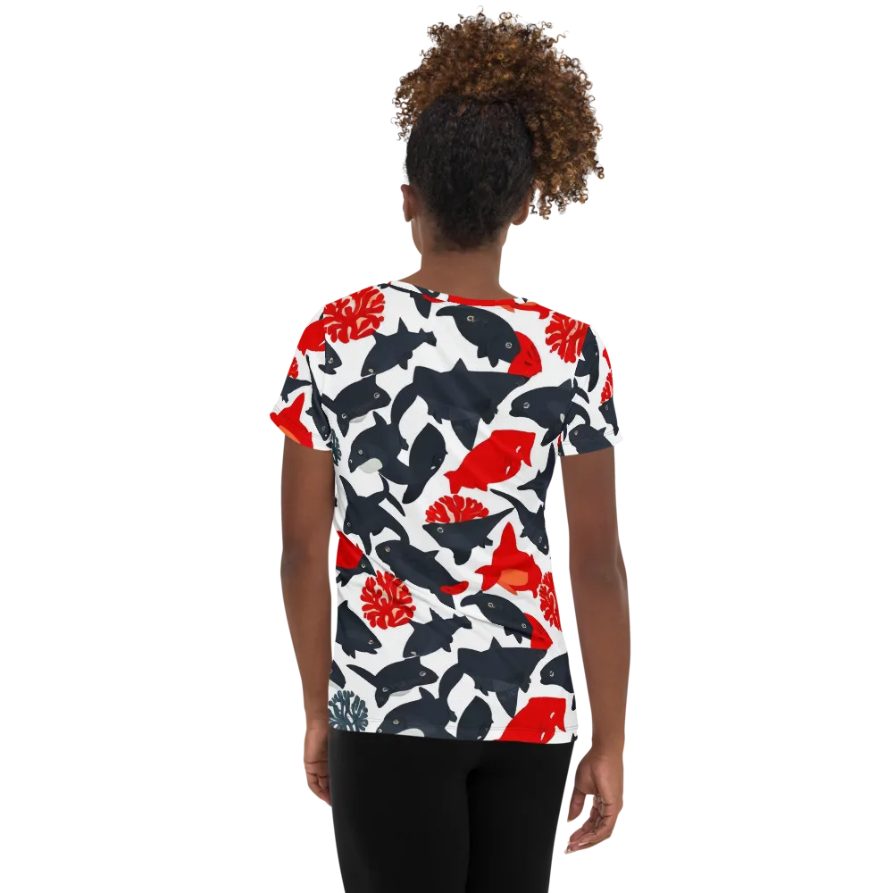 Coral Nightfall on Women's Athletic T-Shirt — Back