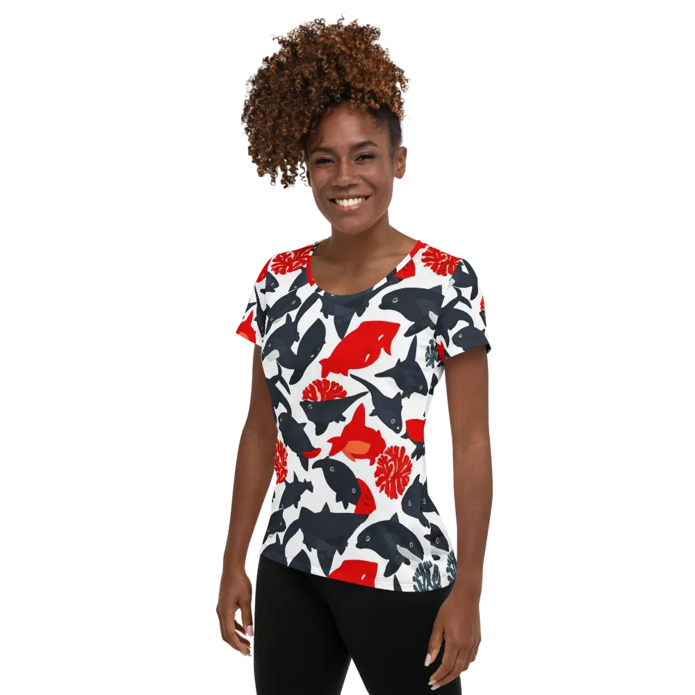 Coral Nightfall on Women's Athletic T-Shirt — Left