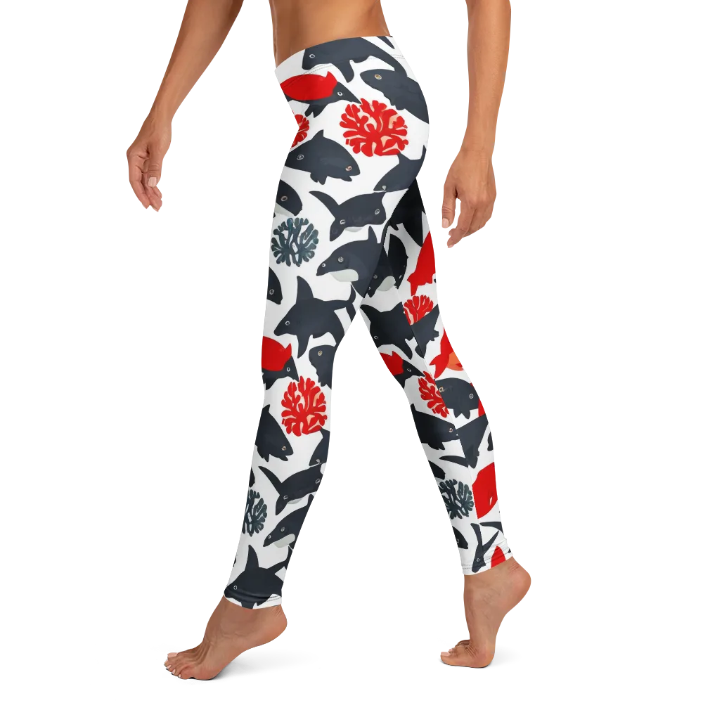Coral Nightfall on Leggings — Left