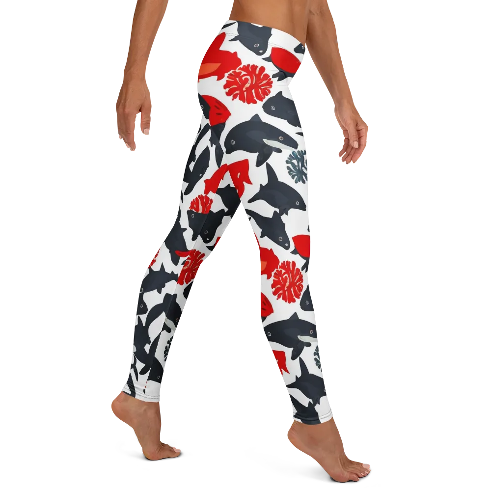 Coral Nightfall on Leggings — Right