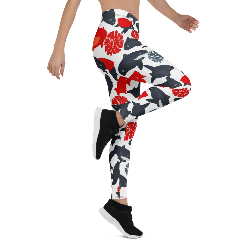 Coral Nightfall on Leggings — Right