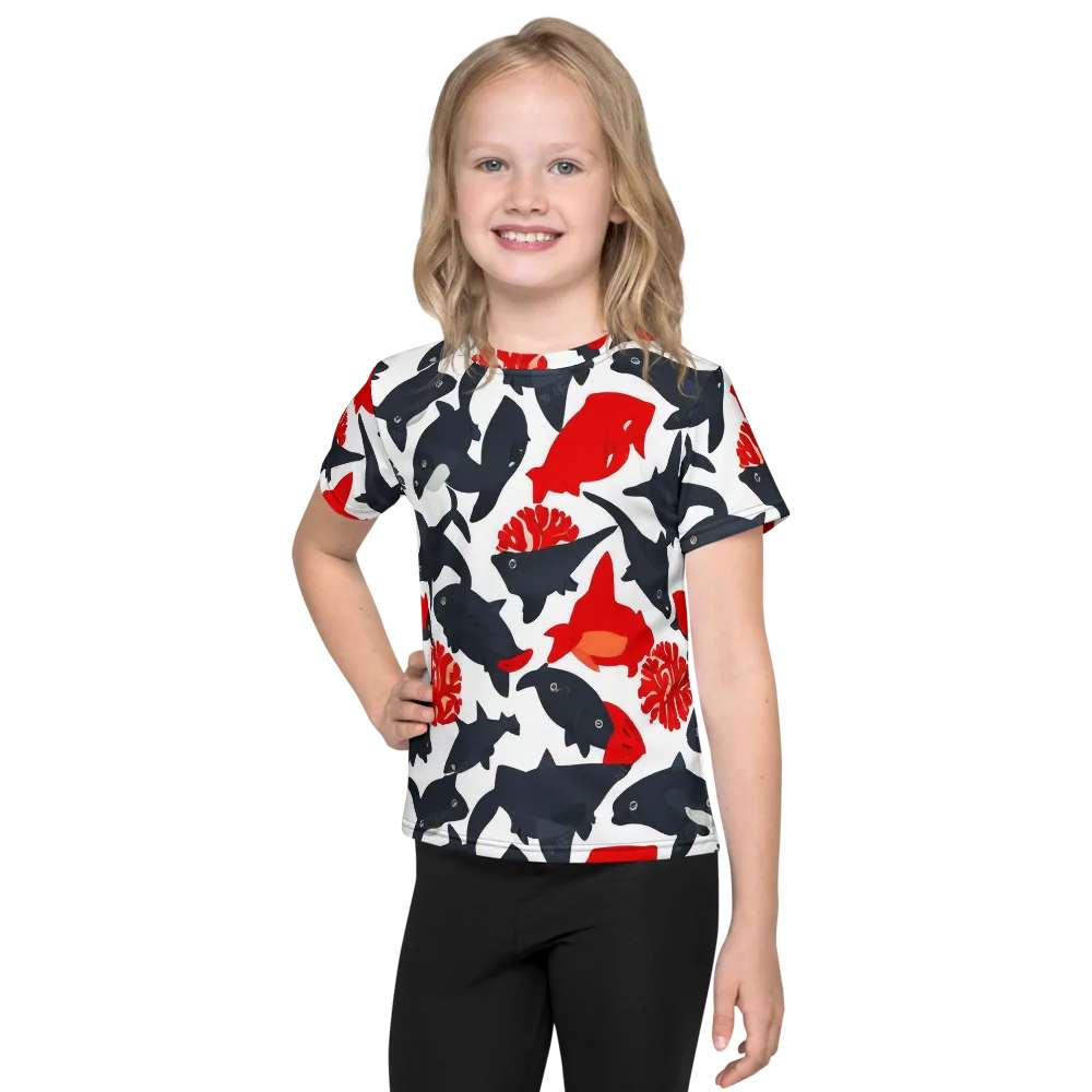 Coral Nightfall on Kids Crew Neck T-Shirt — Front