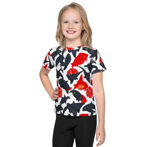Coral Nightfall on a Kids Crew Neck T-Shirt