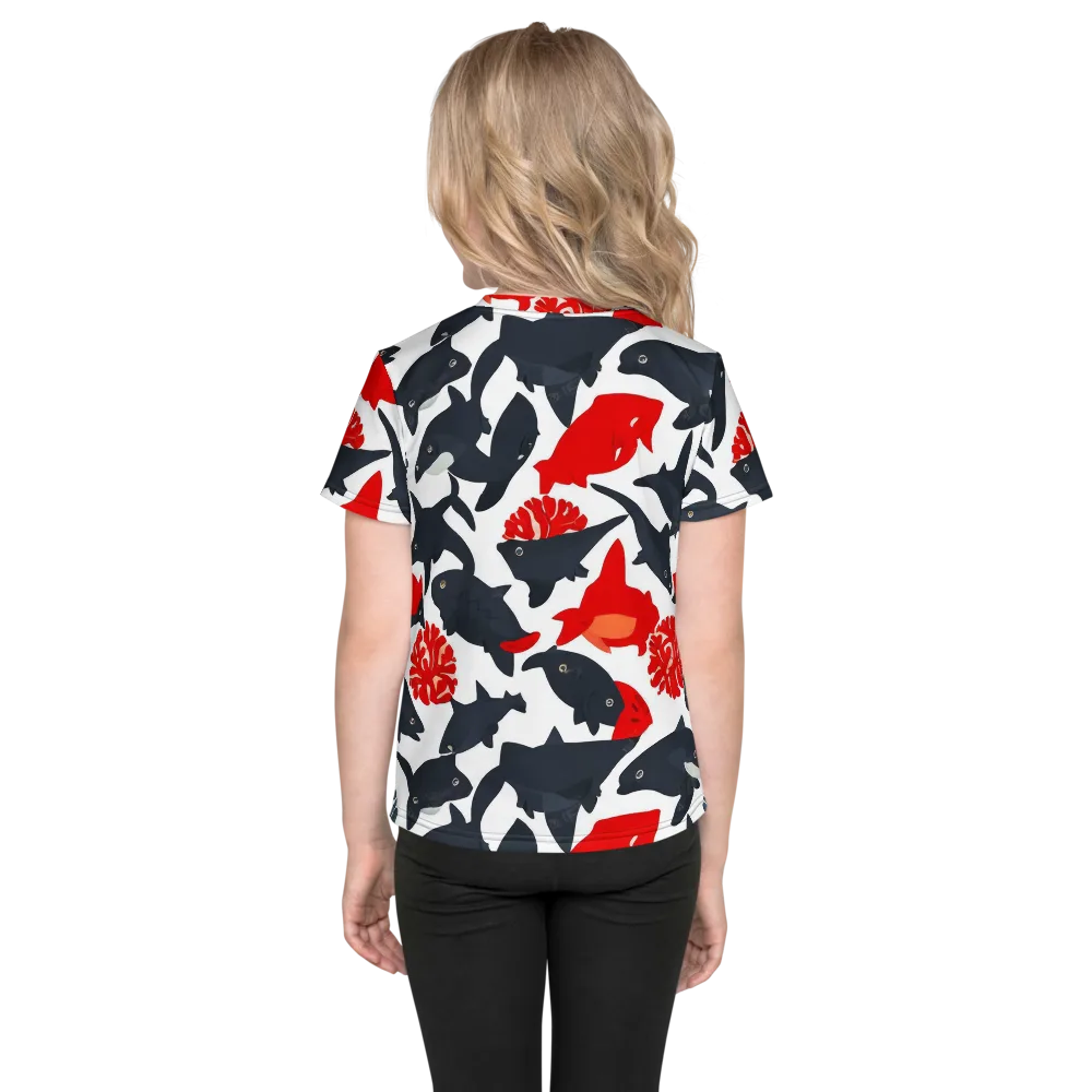 Coral Nightfall on Kids Crew Neck T-Shirt — Back