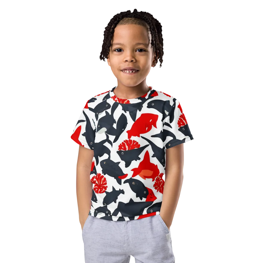 Coral Nightfall on Kids Crew Neck T-Shirt — Front