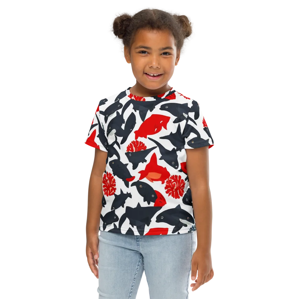 Coral Nightfall on Kids Crew Neck T-Shirt — Front