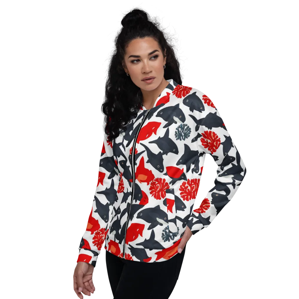 Coral Nightfall on Bomber Jacket — Left