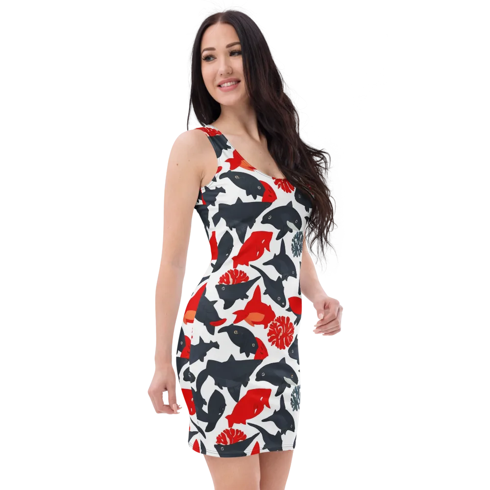 Coral Nightfall on Bodycon Dress — Right Front