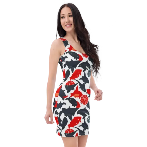 Coral Nightfall on a Bodycon Dress
