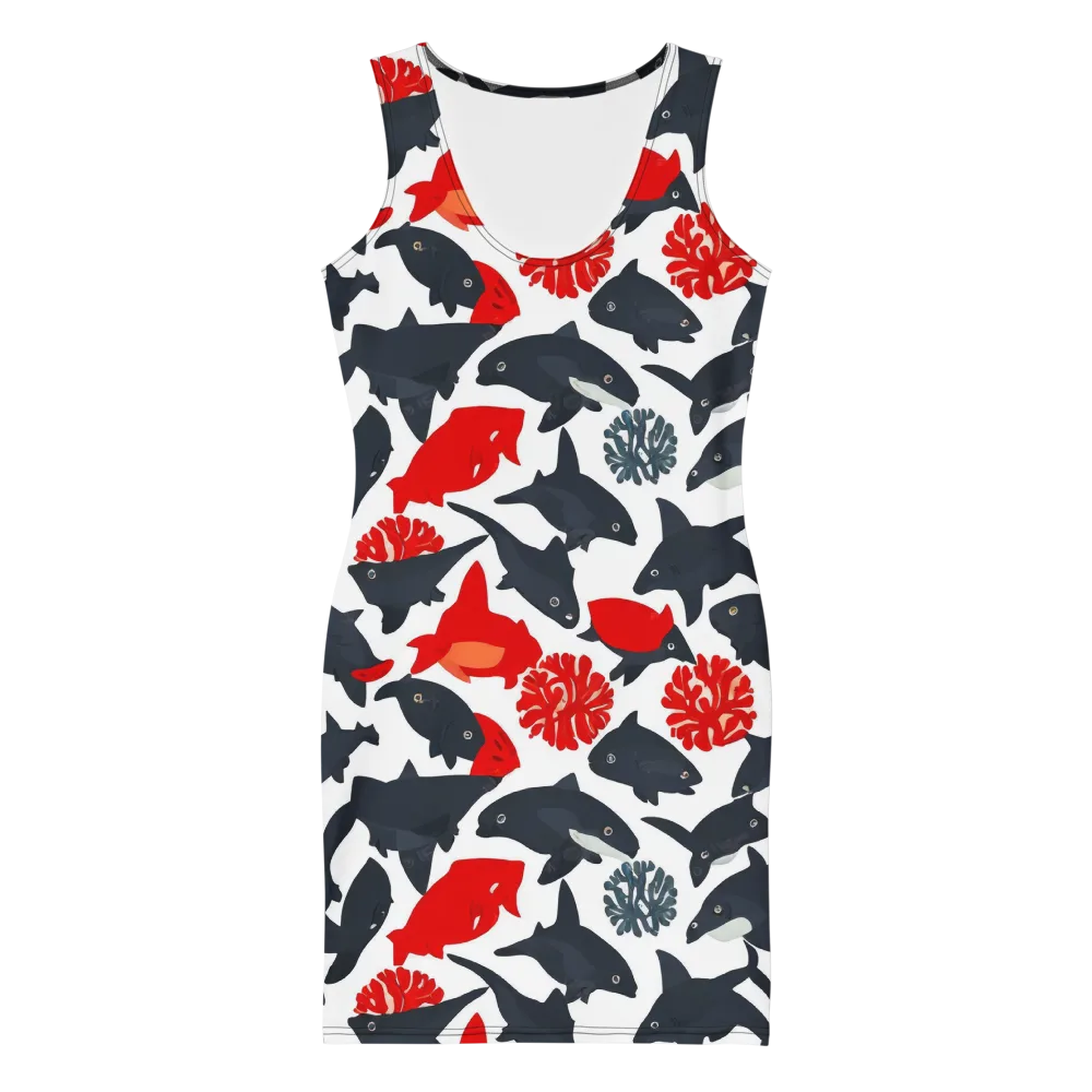 Coral Nightfall on Bodycon Dress — Front
