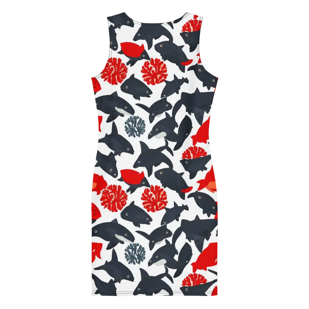 Coral Nightfall on Bodycon Dress — Back