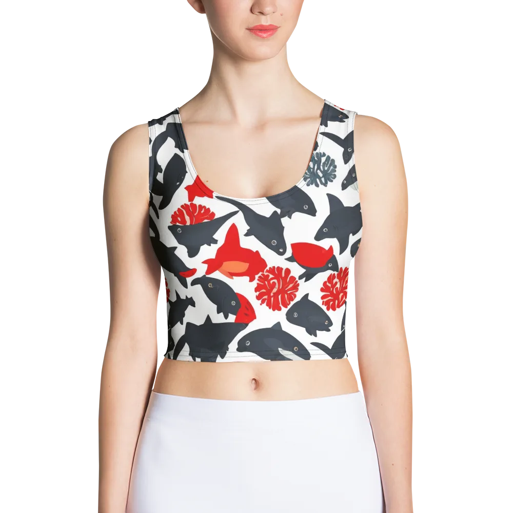Coral Nightfall on Crop Top — Front