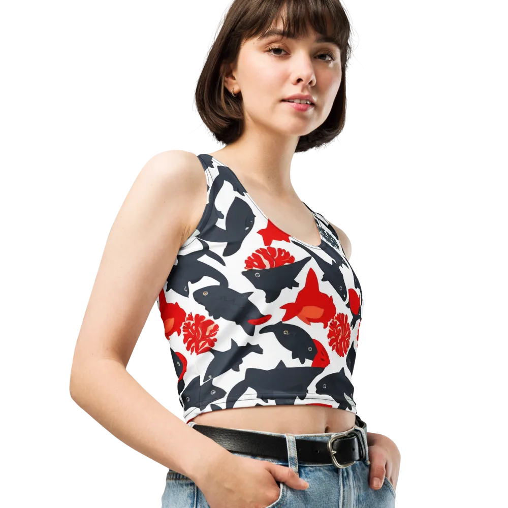 Coral Nightfall on Crop Top — Right Front