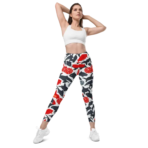 Coral Nightfall on a Leggings with Pockets