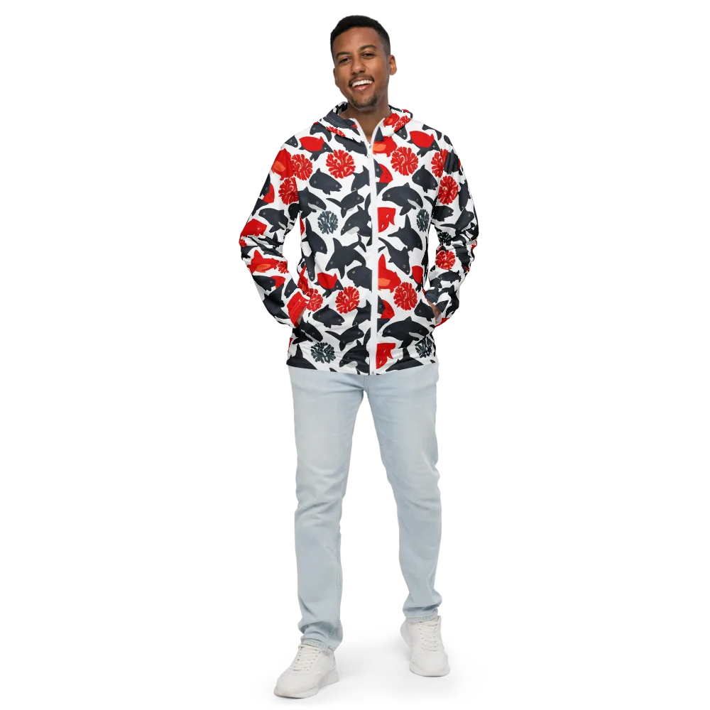 Coral Nightfall on Men's Windbreaker — Front