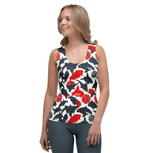 Coral Nightfall on a Women's Tank Top