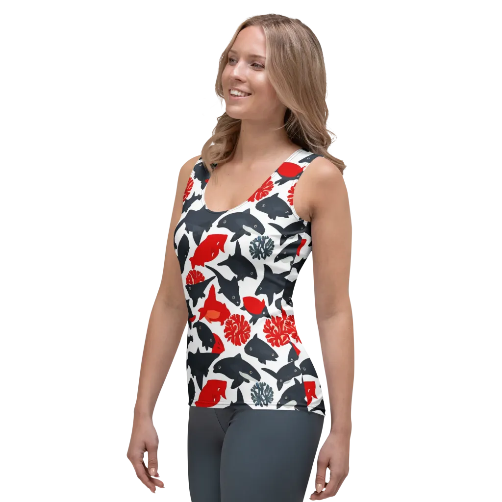 Coral Nightfall on Women's Tank Top — Left Front