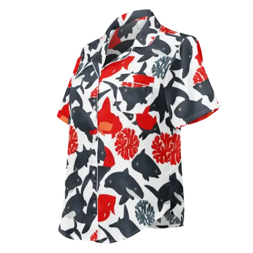 Coral Nightfall on a Women's Short Sleeve Pajama Top