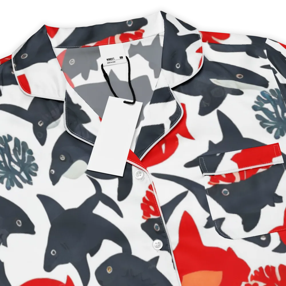 Coral Nightfall on Women's Short Sleeve Pajama Top — Product details