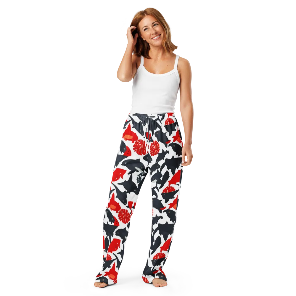 Coral Nightfall on Women's Pajama Pants — Front