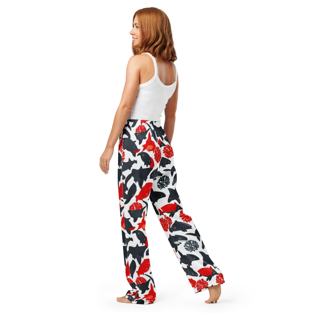 Coral Nightfall on Women's Pajama Pants — Back