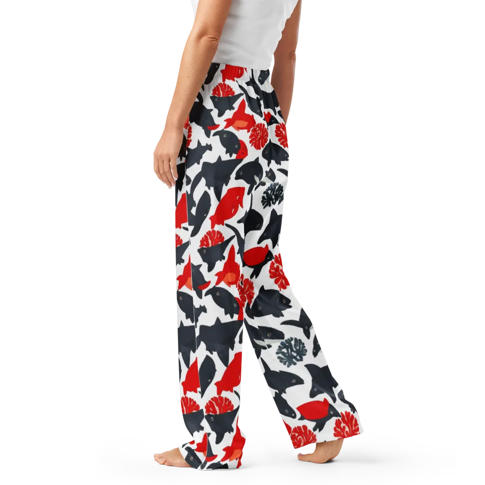 Coral Nightfall on Women's Pajama Pants — Left