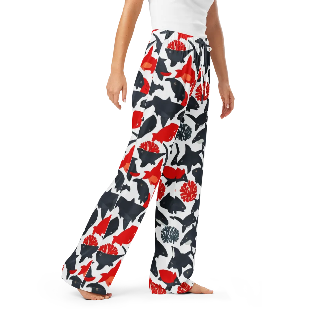 Coral Nightfall on Women's Pajama Pants — Right Front