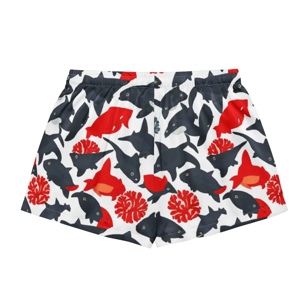 Coral Nightfall on Women's Pajama Shorts — Back