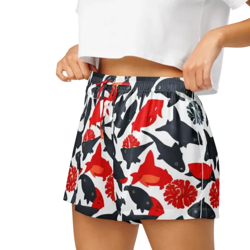 Coral Nightfall on a Women's Pajama Shorts