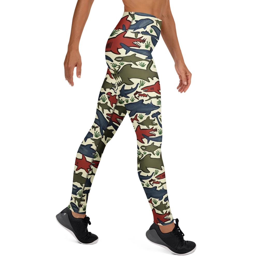 Shark Reef Riot on Yoga Leggings — Right