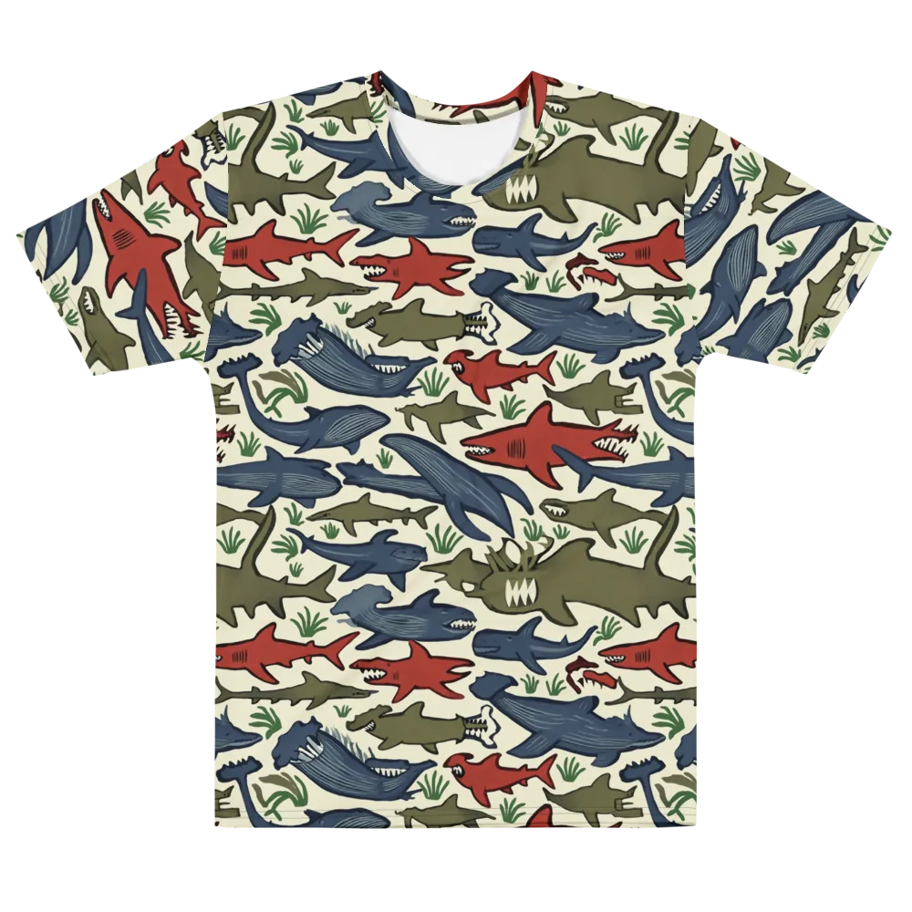Shark Reef Riot on Men's Cotton Crew Neck T-Shirt — Front