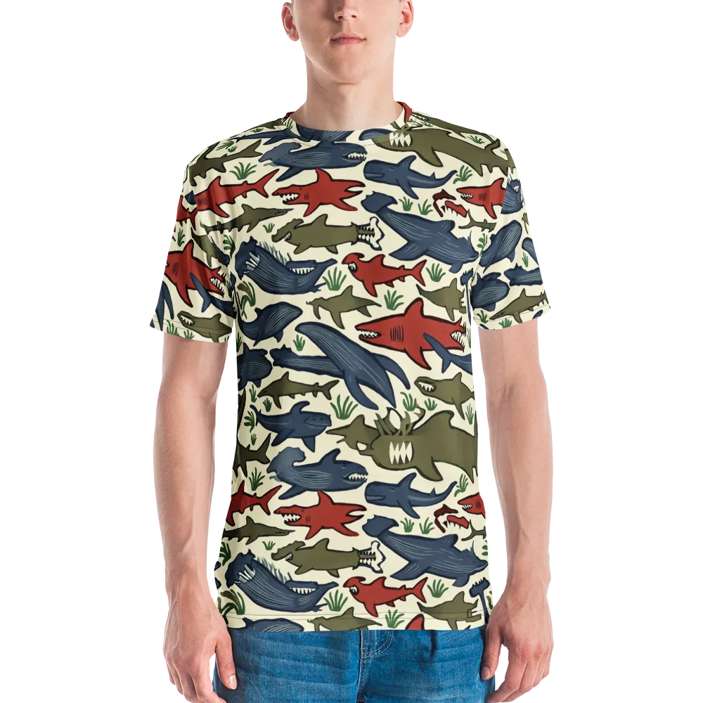 Shark Reef Riot on Men's Crew Neck T-Shirt — Front
