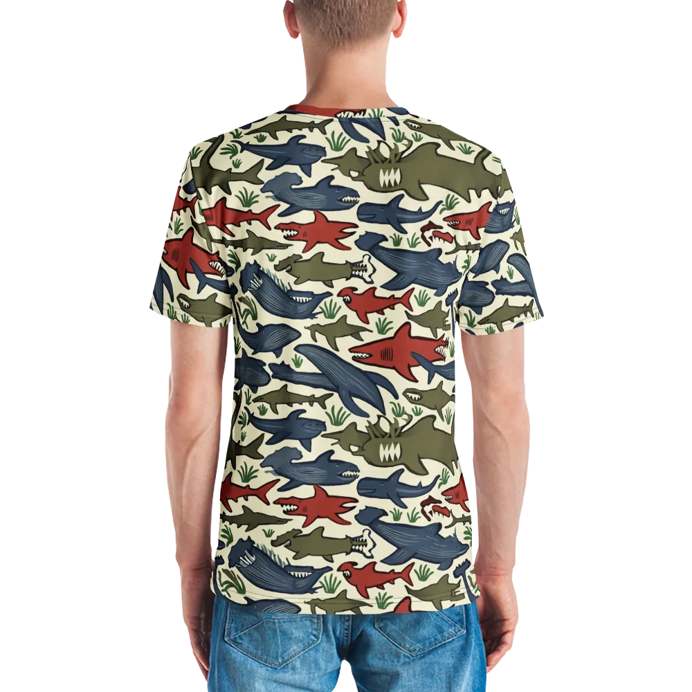 Shark Reef Riot on Men's Crew Neck T-Shirt — Back