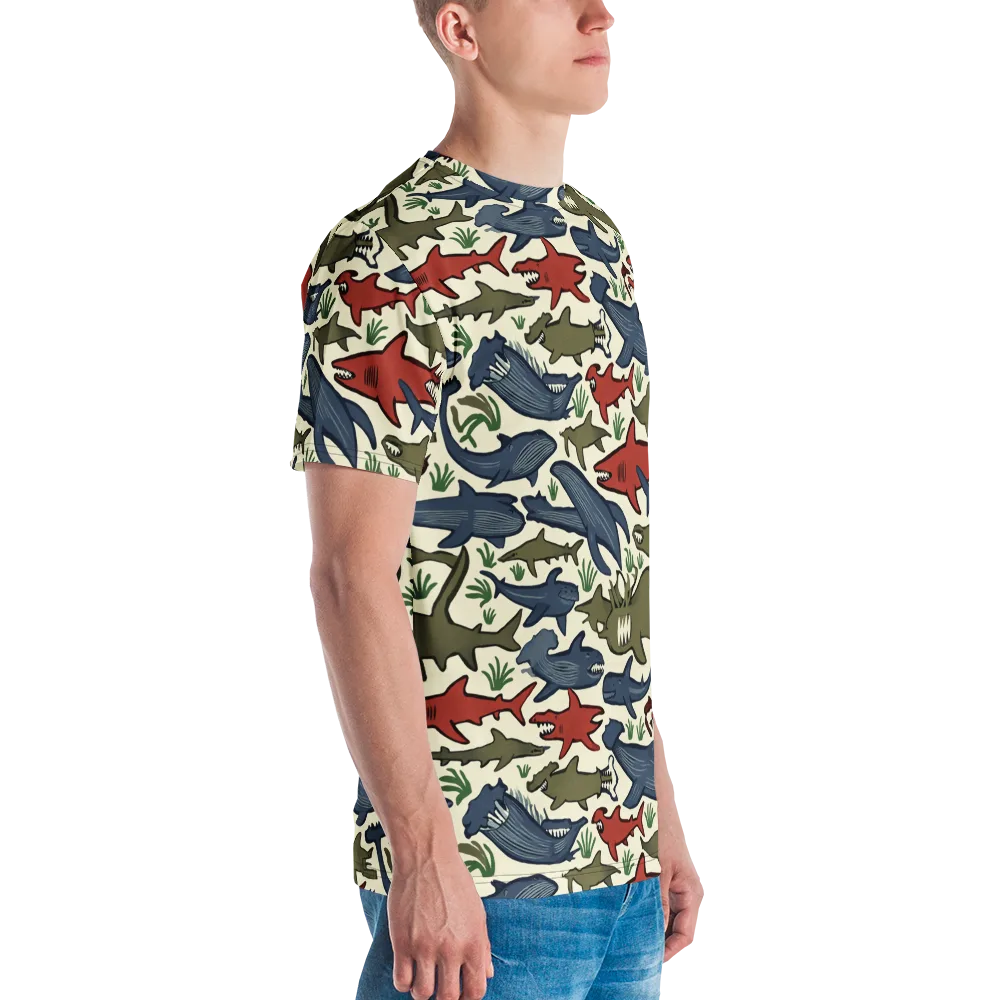 Shark Reef Riot on Men's Crew Neck T-Shirt — Right