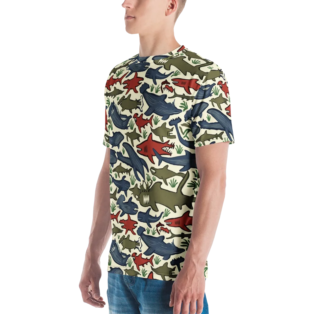 Shark Reef Riot on Men's Crew Neck T-Shirt — Left