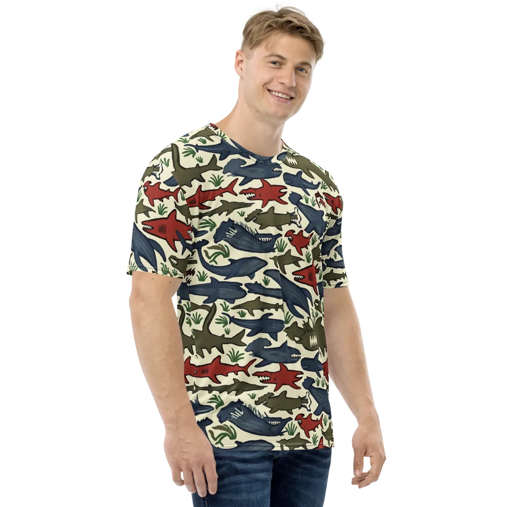 Shark Reef Riot on Men's Crew Neck T-Shirt — Right