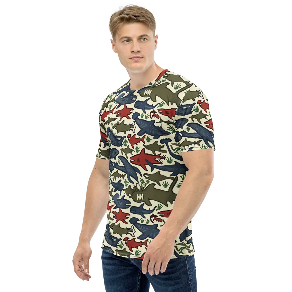 Shark Reef Riot on Men's Crew Neck T-Shirt — Left