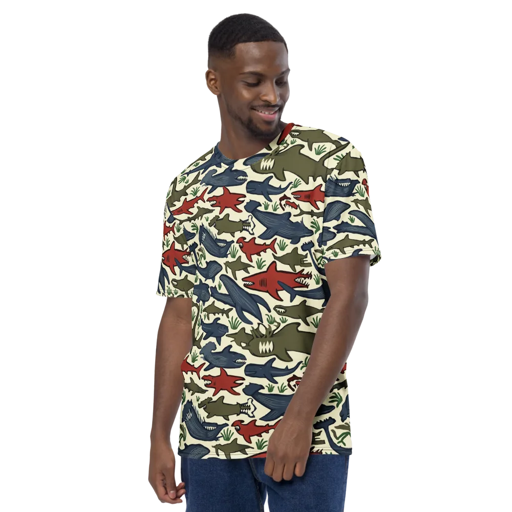 Shark Reef Riot on Men's Crew Neck T-Shirt — Left