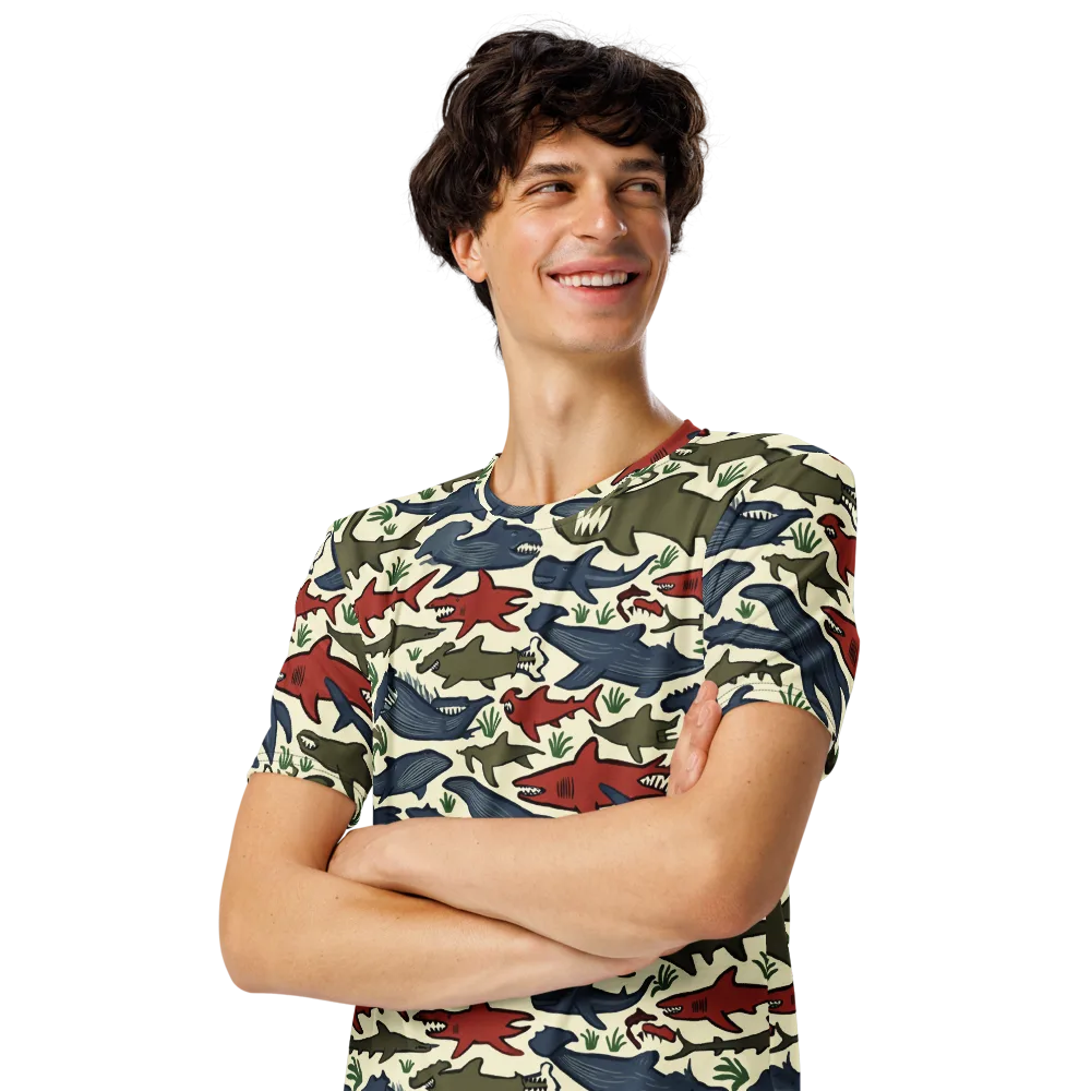 Shark Reef Riot on Men's Crew Neck T-Shirt — Left Front