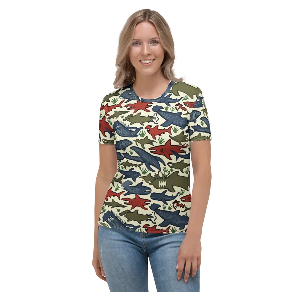 Shark Reef Riot on Women's Crew Neck T-Shirt — Front