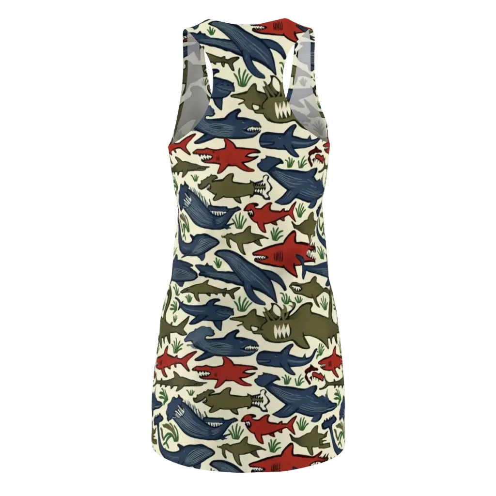 Shark Reef Riot on Racerback Dress — Back
