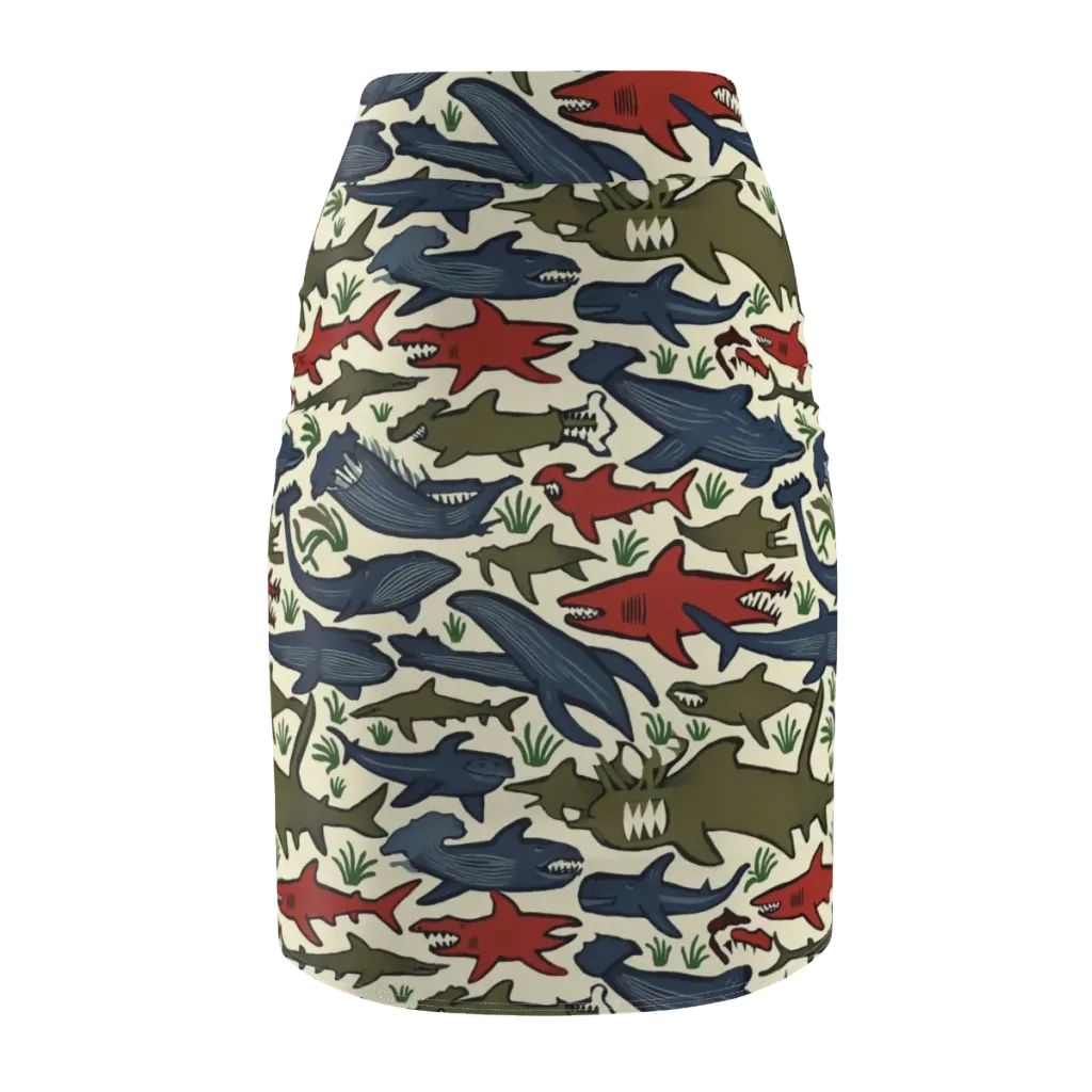Shark Reef Riot on Pencil Skirt — Back